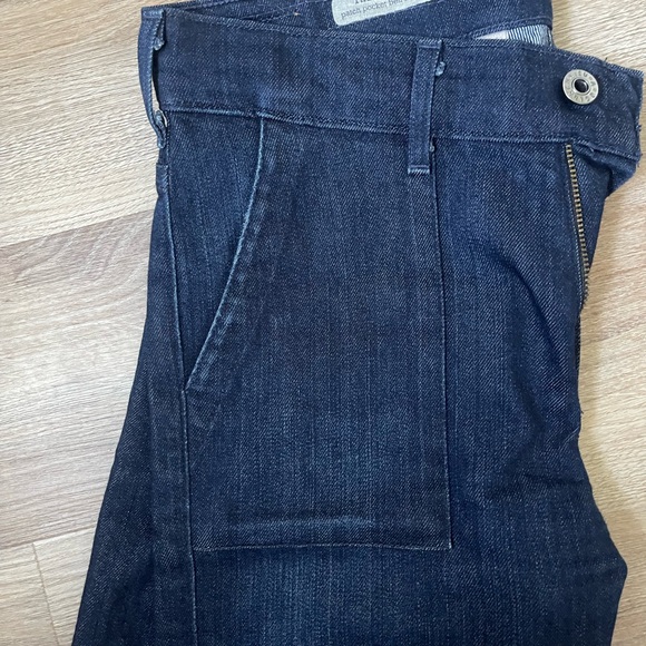 AG Jeans Goldie Dark Denim Patch Pocket Bell Bottom size 27 - Picture 5 of 7